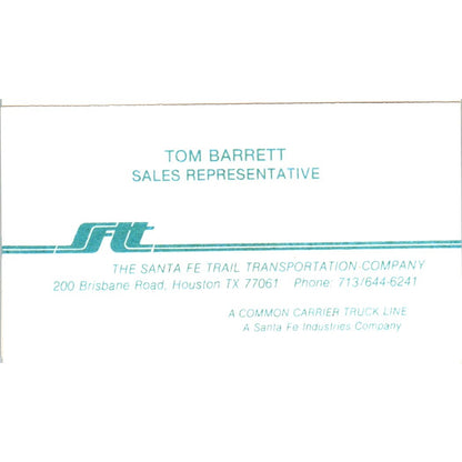 Tom Barrett The Santa Fe Trail Transportation Co Vintage Business Card SD4-B4