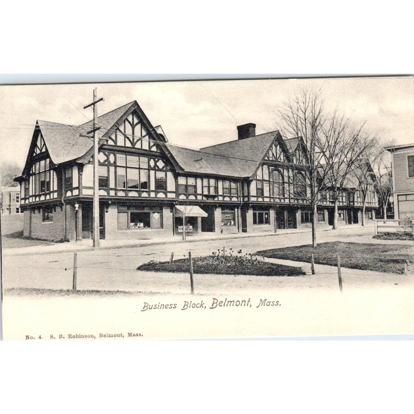 c1905 Business Block Belmont MA Antique Unused Postcard PC7