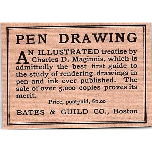 Pen Drawing Charles D Maginnis Bates & Guild Co Boston - 1908 Ad AF5-4
