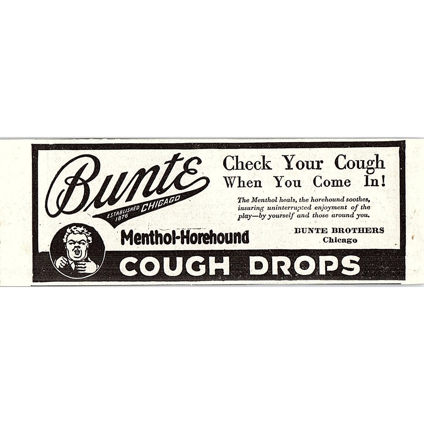 Bunte Brothers Menthol-Horehound Cough Drops Chicago 1921 Ad AF3-10