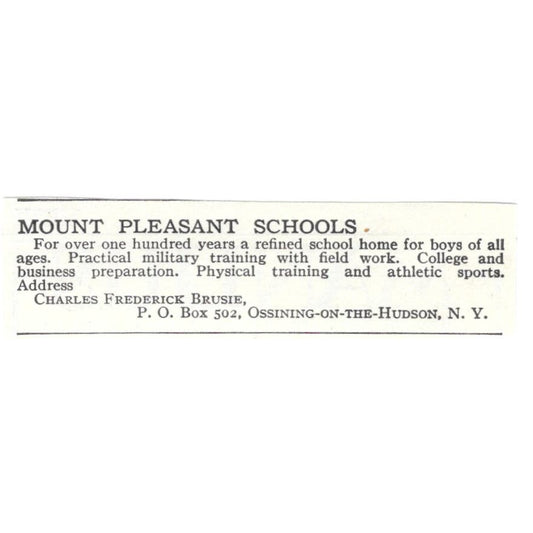 Mount Pleasant Schools Charles Frederick Brusie c1918 Advertisement AE5-SA7