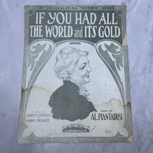 If You Had All The World and Its Gold Mother Song Costello 1916 Sheet Music V15