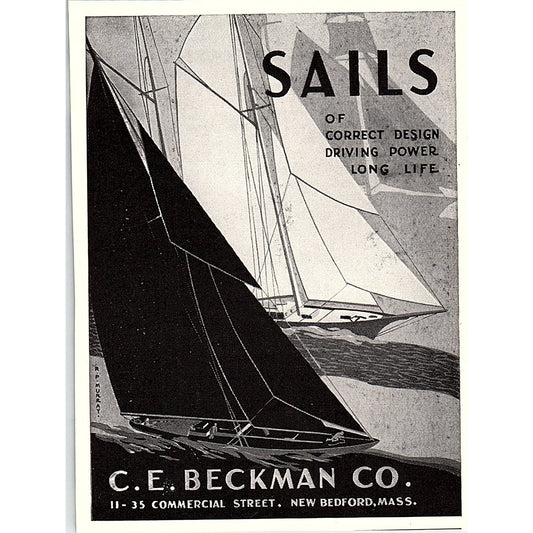 C.E. Beckman Co Sails New Bedford Massachusetts 1932 Ad AG2-H3