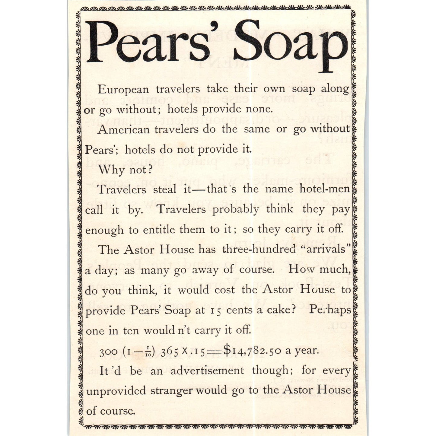 Pears' Soap European Travelers vs American Travelers c1890 Victorian Ad AE8