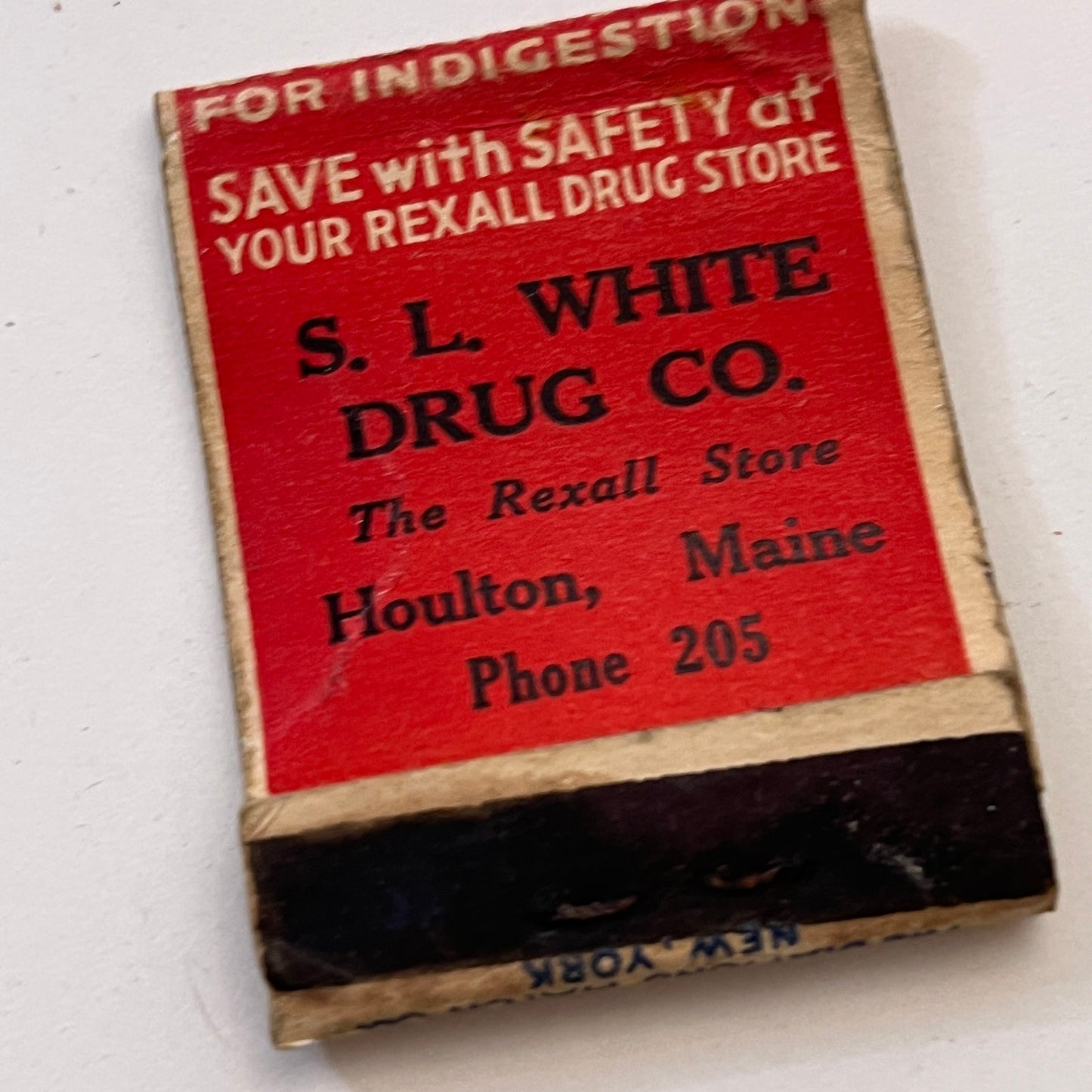 S.L. White Co Bisma-Rex Houlton Maine Vintage Matchbook Cover TB8-MB3-9