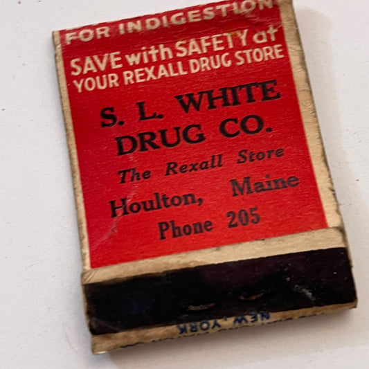 S.L. White Co Bisma-Rex Houlton Maine Vintage Matchbook Cover TB8-MB3-9