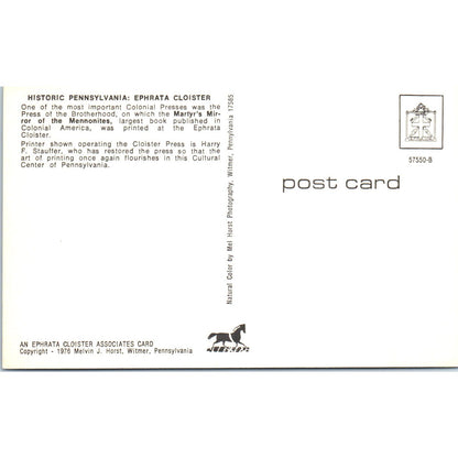 Ephrata Cloister Martyr's Mirror of Mennonites PA Dutch Country Vtg Postcard PD4