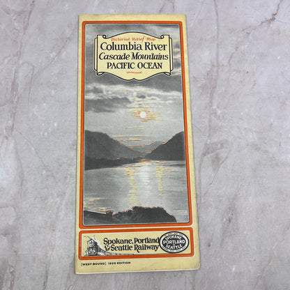 1929 Spokane, Portland & Seattle RR Pictorial Map of Columbia River TJ5-E1