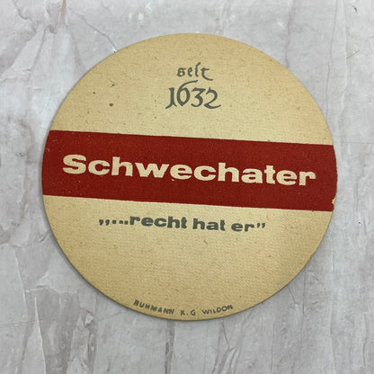 Vintage Schwechater Recht Hat Er German Beer Coaster TJ5-CO1