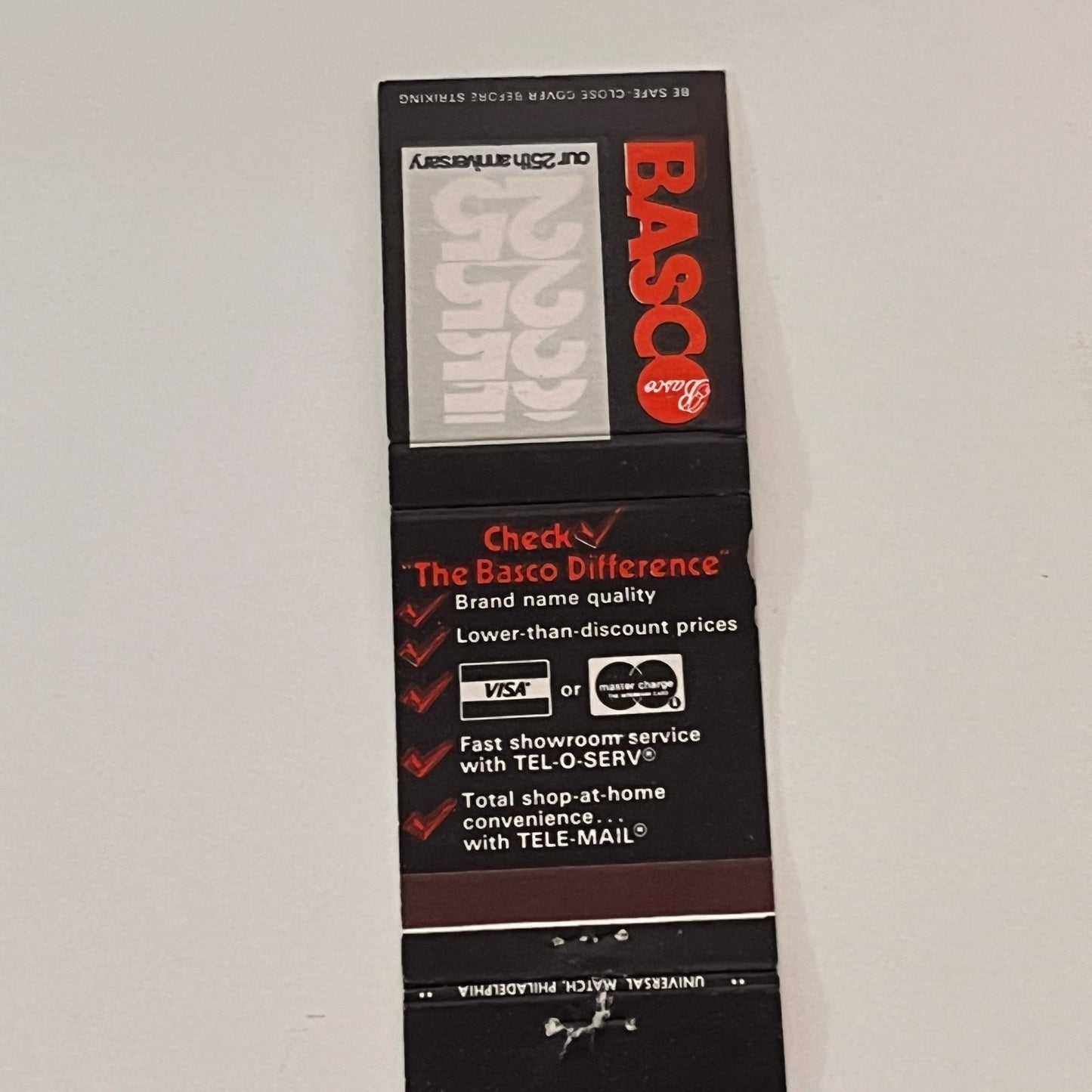 BASCO 25th Anniversary Vintage Matchbook Cover TB6-MB2-2