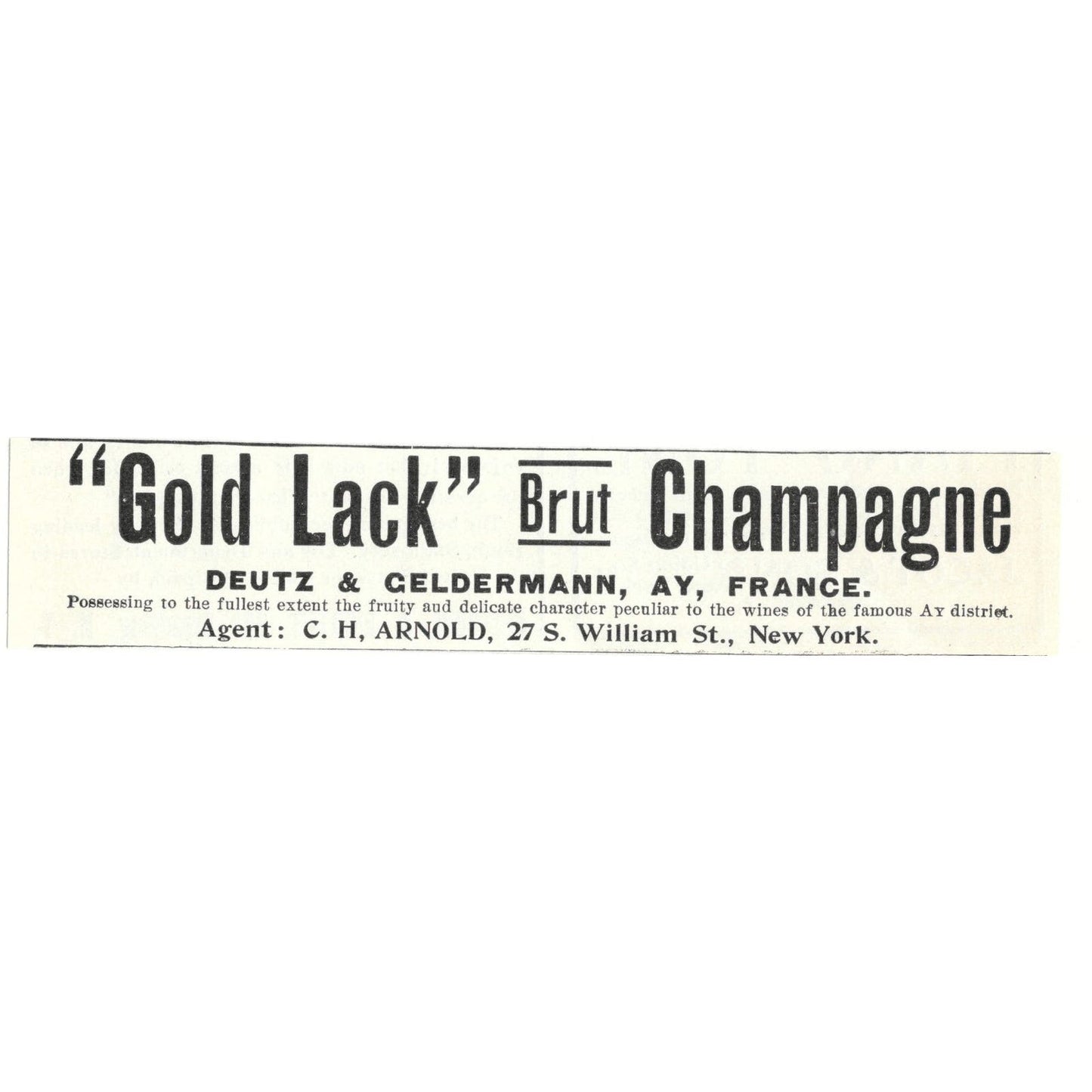 Gold Lack Brut Champagne Deutz & Geldermann AY France 1897 Victorian Ad AE9-TS11