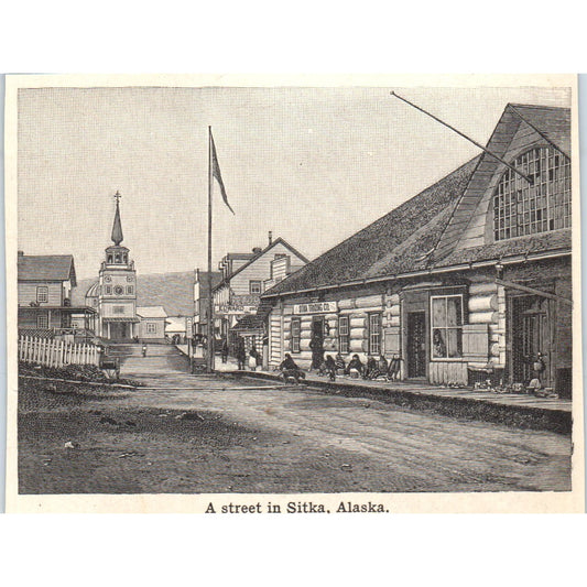 A Street in Sitka Alaska 1901 Engraving AF2-O2