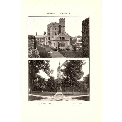 Princeton University Stafford Little Hall, Nassau Hall Vintage Print 6x9 V12