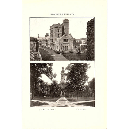 Princeton University Stafford Little Hall, Nassau Hall Vintage Print 6x9 V12