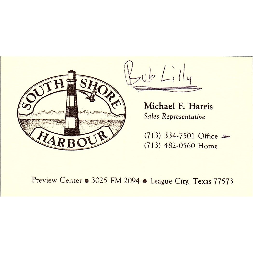 Michael F Harris South Shore Harbour League City Vintage Business Card SE3-B14