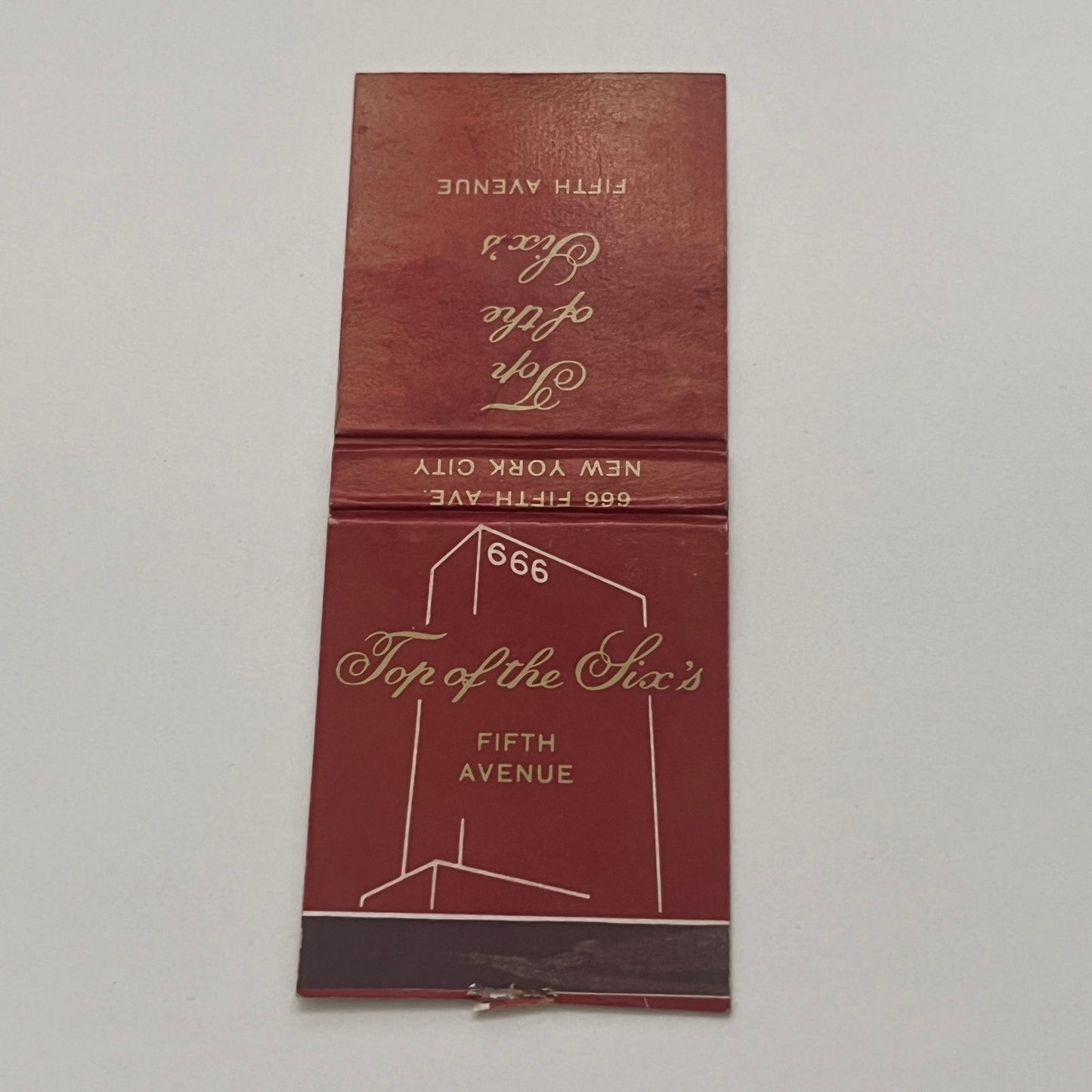 Top of the Six's Fifth Avenue Vintage Matchbook Cover TB8-MB2-2