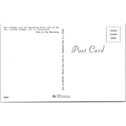 Bull's Bridge Housatonic River Connecticut Vintage Covered Bridge Postcard PD3