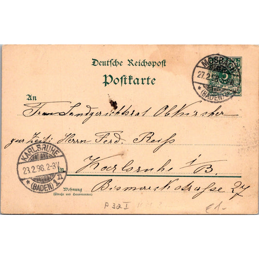 Ferd. Reifs Karlsruhe Mosbach 1898 German Reich Postcard P5-11