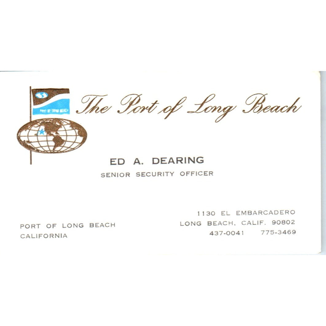 Ed A. Dearing Senior Security Officer Port of Long Beach CA Business Card SD4-B2