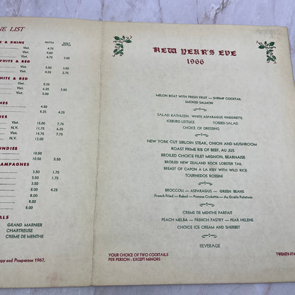 1966 Radisson Hotel Minneapolis Flame Room Restaurant New Year's Eve Menu FL6-9