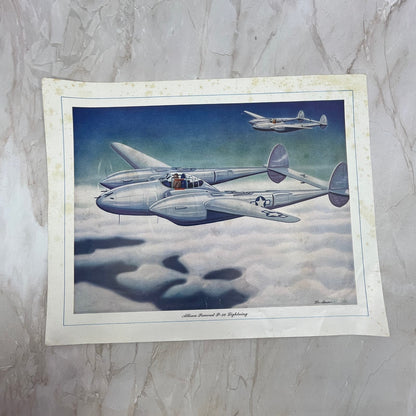 Allison Powered P-38 Lightning Vintage Print 10.5x13 FL6-4