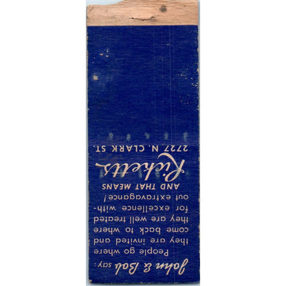 Ricketts Restaurant & Trophy Bar Chicago Vintage Matchbook Cover SD4-Y11