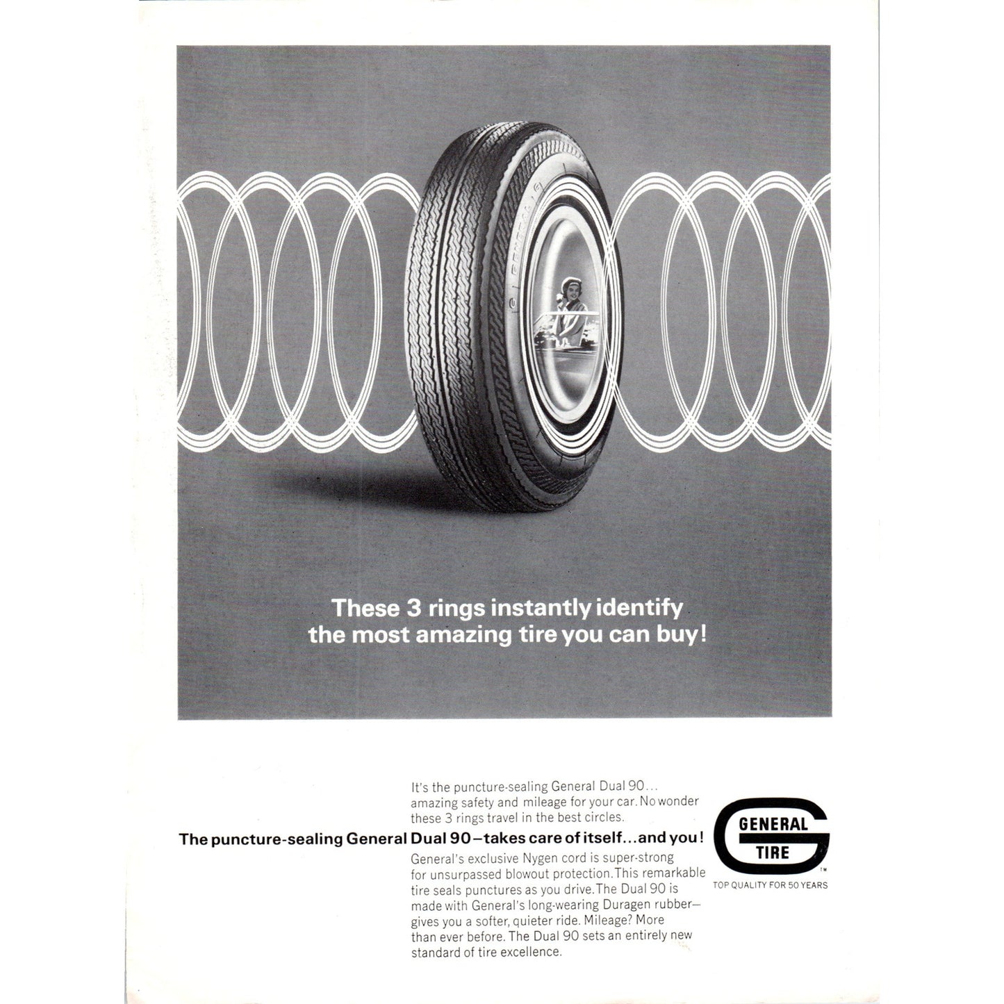 General Tire Dual 90 Automobile Car - Vintage Magazine Ad D20