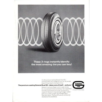 General Tire Dual 90 Automobile Car - Vintage Magazine Ad D20