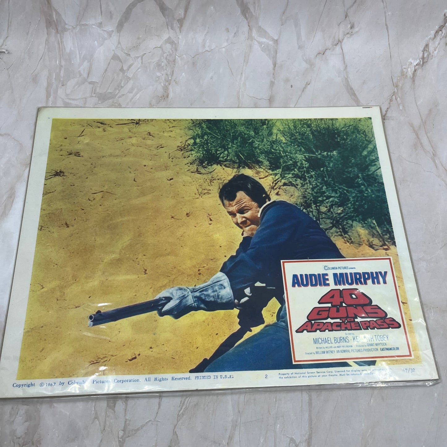 1967 Audie Murphy 40 Guns to Apache Western Movie Lobby Card #2 FL6-2