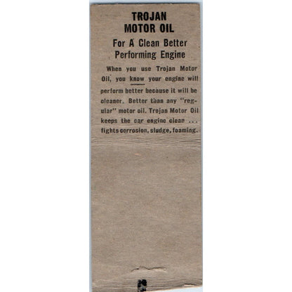 Spot Tavern Wm. Mattson Owen WI Trojan Motor Oil Vintage Matchbook Cover SD2-Y11