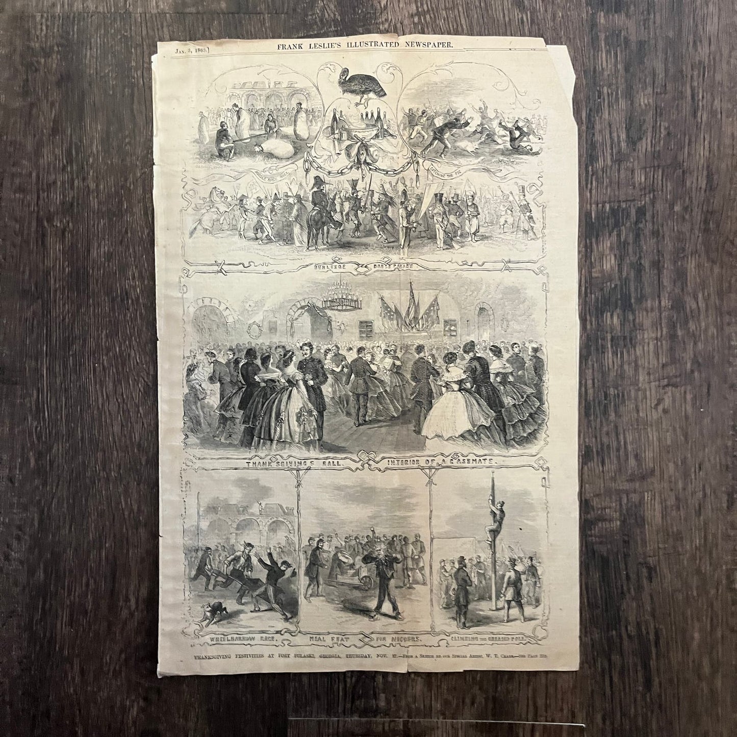 Cavalry Picket Station Left Wing Burnside's Army 1863 Civil War Engraving C89