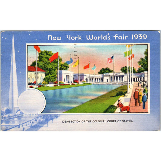 1939 New York World's Fair Colonial Court of States Vintage Postcard PD3