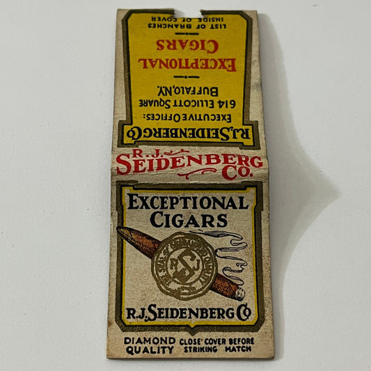 R.J. Seidenberg Co Exceptional Cigars Buffalo Vintage Matchbook Cover TB6-MB1-12