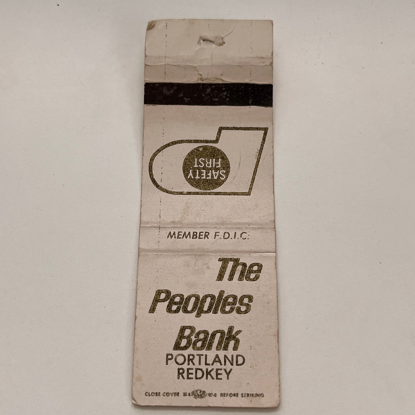 The Peoples Bank of Portland Redkey Indiana Vintage Matchbook TB6-MB2-15
