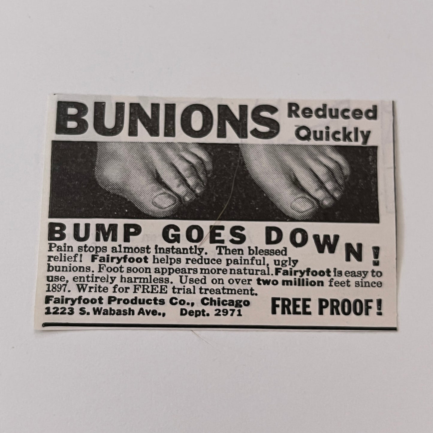 Fairyfoot Products Co. Bunions Reduced Quickly Chicago IL 1936 Ad SAG4-M4