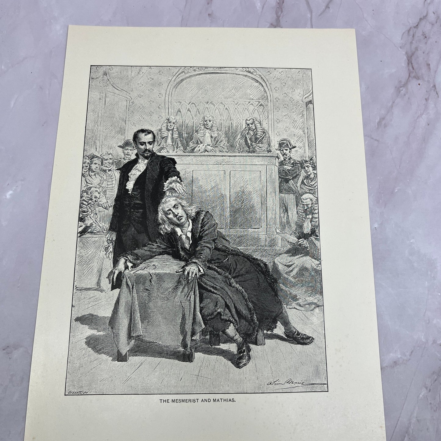 The Mesmerist and Mathias Antique 8.5x11.5" Engraving Art Print V20