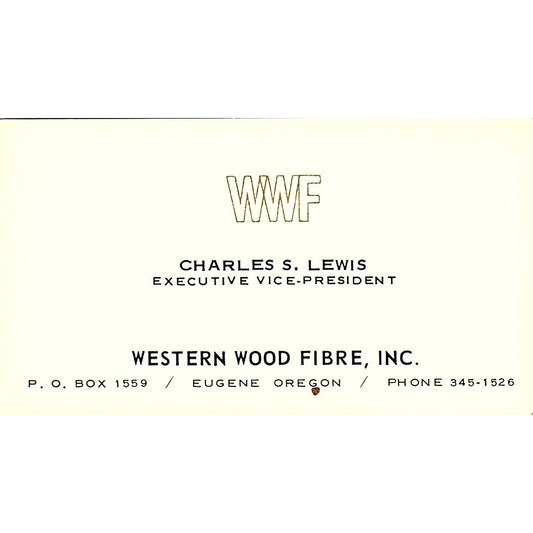Charles S Lewis Western Wood Fibre Inc Eugene OR Vintage Business Card SD9-B4