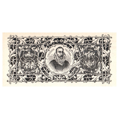 Art Nouveau Christopher Columbus Engraving Print AF5-M3