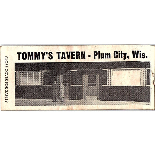 Tommy's Tavern Tom & Caurita Plum City WI Vintage Matchbook Cover SF3-Y1