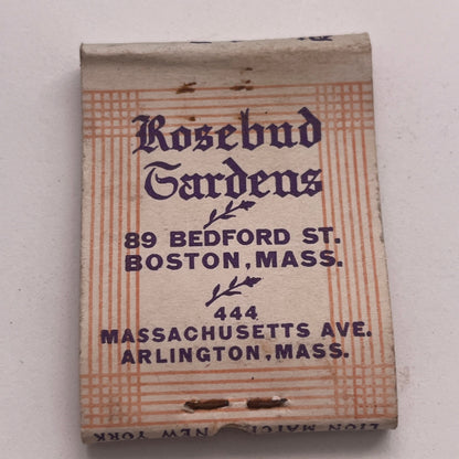 Rosebud Gardens Wayland MA Vintage Matchbook Cover TB8-MB2-8