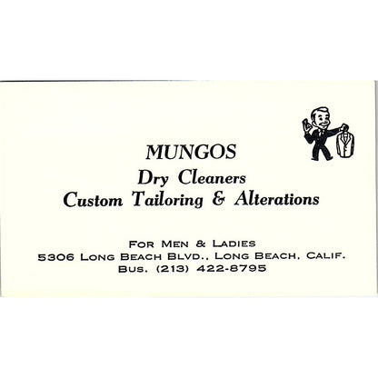 Mungos Dry Cleaners Custom Tailoring Long Beach CA Vintage Business Card SF3-B5
