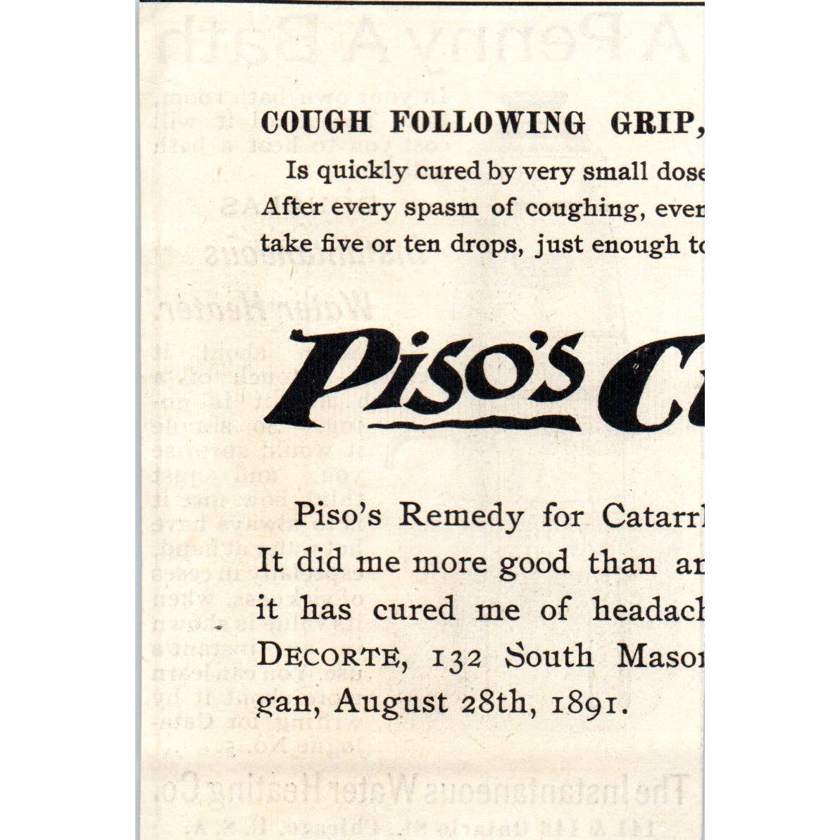 The Instantaneous Water Heating Co Chicago c1890 Victorian Ad AE8-CH5