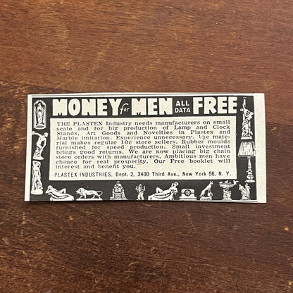 Money for Men - Plastex Industries New York NY 1955 Ad AG1-S1