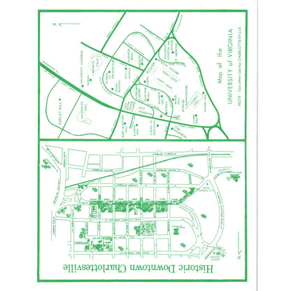 Vintage Charlottesville & Albemarle County VA Travel Map Downtown, UV D23