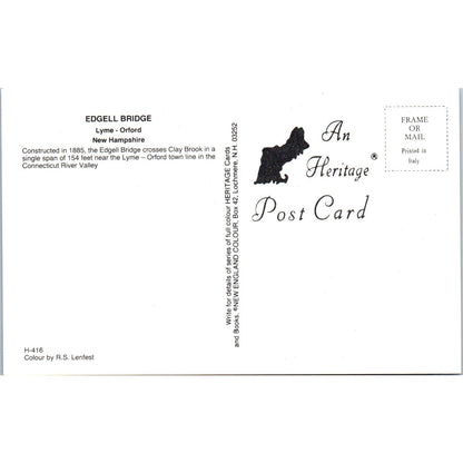 Edgell Bridge Lyme-Orford NH Vintage Covered Bridge Postcard PC11