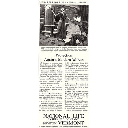 National Life Insurance Company Montpelier VT 1943 WWII Ad SV1-6