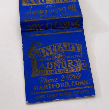 Sanitary Laundry 339 Church Street Hartford CT Vintage Matchbook Cover MM2-8