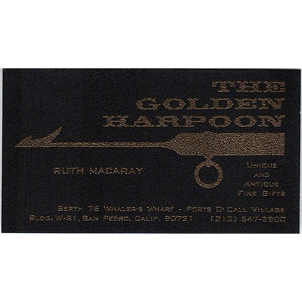 The Golden Harpoon Antiques Ruth Mcaray San Pedro Vintage Business Card SE3-B16