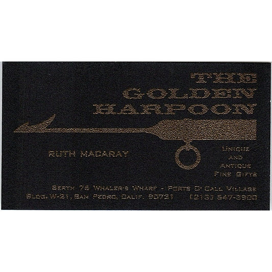 The Golden Harpoon Antiques Ruth Mcaray San Pedro Vintage Business Card SE3-B16
