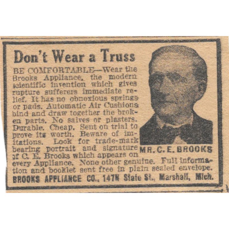 Brooks Appliance Co Marshall MI C.E. Brooks Girdles 1923 Magazine Ad Clip AE1-7